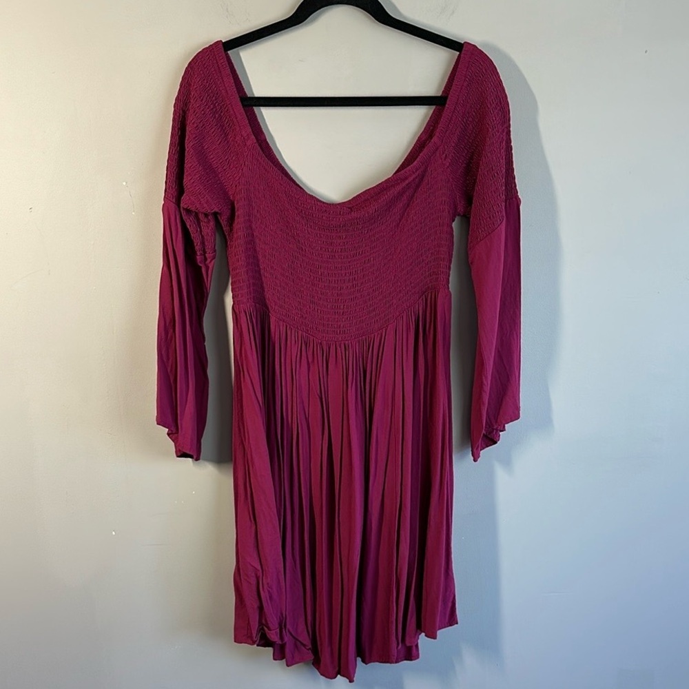Torrid Womens Berry Pink Smocked Off The Shoulder Dress Size 1X